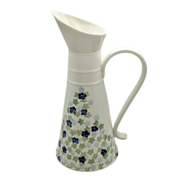 French Country Farmhouse Floral Ceramic Pitcher - Picture 1 of 7